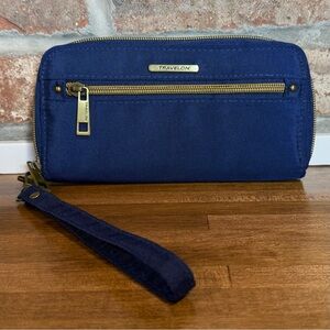 Travelon RFID Blocking Double Zip Wallet Wristlet - Blue